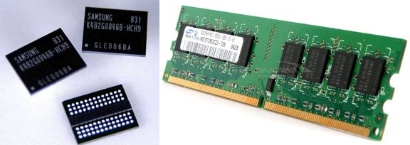 반도체가 사용된 모바일D램과 컴퓨터 메모리